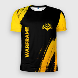 Мужская спорт-футболка Warframe - gold gradient: надпись, символ