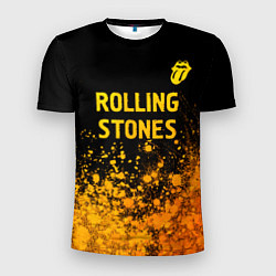 Футболка спортивная мужская Rolling Stones - gold gradient: символ сверху, цвет: 3D-принт