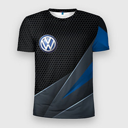 Мужская спорт-футболка Фольцваген - синяя броня