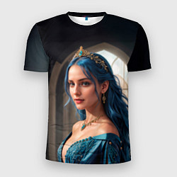 Мужская спорт-футболка Девушка принцесса с синими волосами