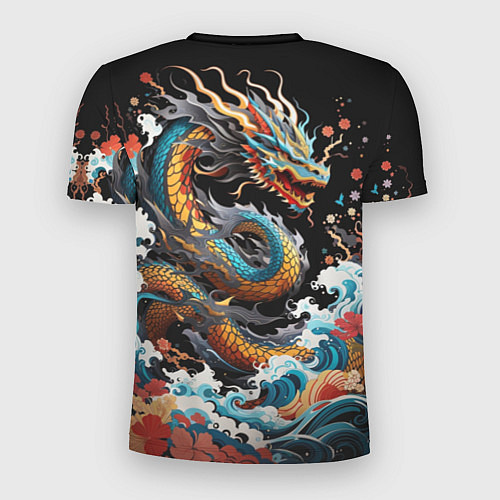 Мужская спорт-футболка Дракон на волнах в японском стиле арт / 3D-принт – фото 2