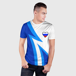 Футболка спортивная мужская Флаг России в сердечке - синий, цвет: 3D-принт — фото 2