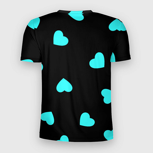 Мужская спорт-футболка С голубыми сердечками на черном / 3D-принт – фото 2