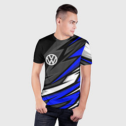 Футболка спортивная мужская Volkswagen - Синяя абстракция, цвет: 3D-принт — фото 2