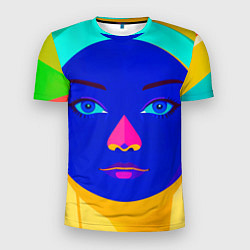 Мужская спорт-футболка Девушка монашка с синим лицом