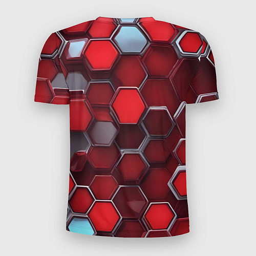 Мужская спорт-футболка Cyber hexagon red / 3D-принт – фото 2