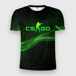 Футболка спортивная мужская CSGO green abstract, цвет: 3D-принт