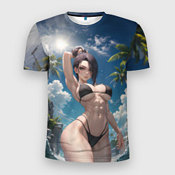 Мужская спорт-футболка Девушка в купальник на море