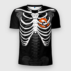Мужская спорт-футболка Скелет: ребра с лисой