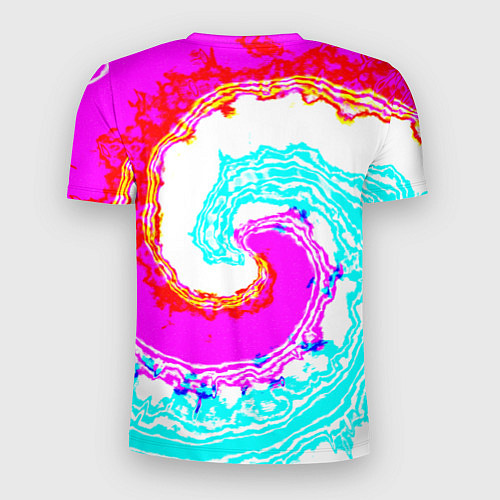 Мужская спорт-футболка Тай-дай бирюзово-розовый / 3D-принт – фото 2