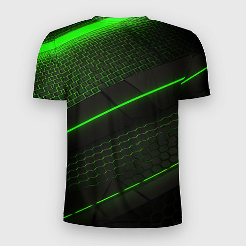 Мужская спорт-футболка Зеленая абстракция со светом / 3D-принт – фото 2