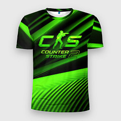 Мужская спорт-футболка CS2 Counter strike green logo