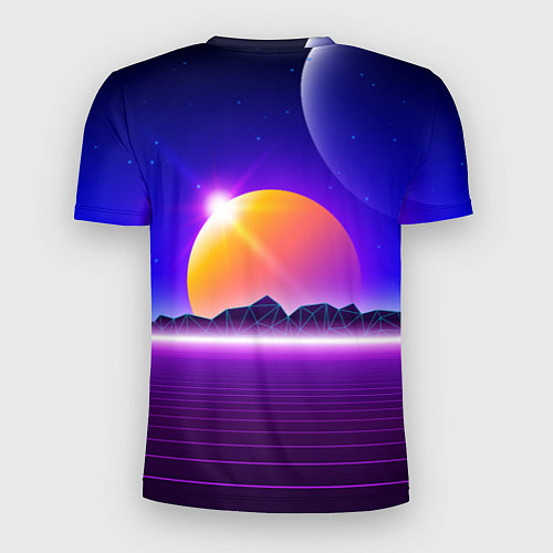 Мужская спорт-футболка Mountains - sun - space - vaporwave / 3D-принт – фото 2