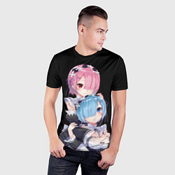 Футболка спортивная мужская Re: zero - близняшки горничные, цвет: 3D-принт — фото 2