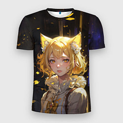 Футболка спортивная мужская Грустная девушка-кошка, цвет: 3D-принт