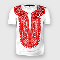 Мужская спорт-футболка Красная славянская вышиванка