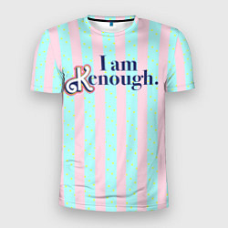 Мужская спорт-футболка I am Kenough - фраза и костюм Кена в полоску