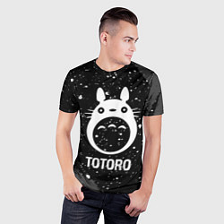 Футболка спортивная мужская Totoro glitch на темном фоне, цвет: 3D-принт — фото 2