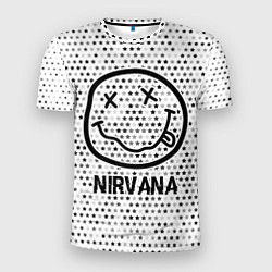 Мужская спорт-футболка Nirvana glitch на светлом фоне