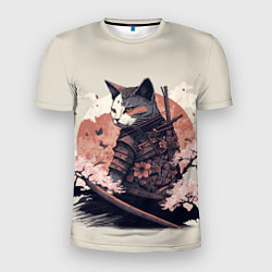 Мужская спорт-футболка Боевой котенок ниндзя - японская сакура