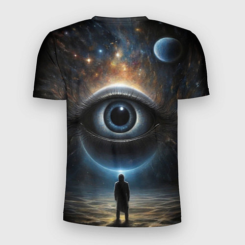 Мужская спорт-футболка Инсайдер и всевидящее око на фоне звездного космос / 3D-принт – фото 2