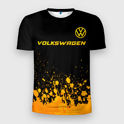 Мужская спорт-футболка Volkswagen - gold gradient: символ сверху