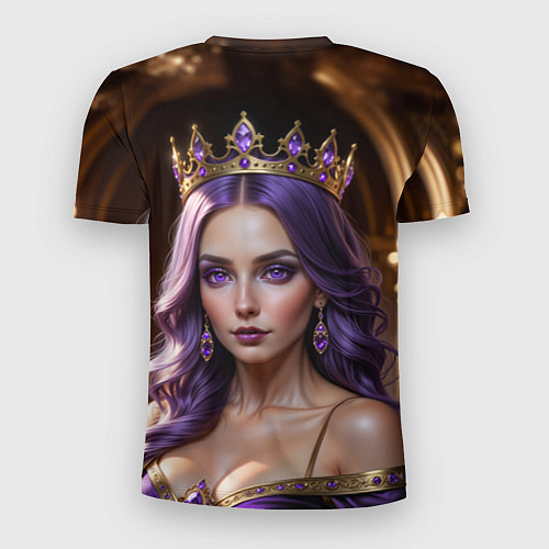Мужская спорт-футболка Девушка с фиолетовыми волосами в короне / 3D-принт – фото 2