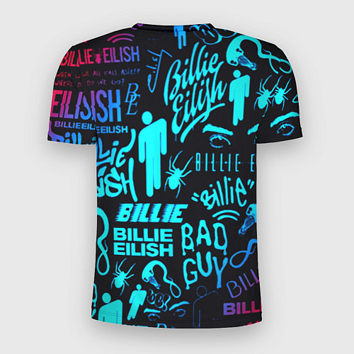 Мужская спорт-футболка Billie Eilish neon pattern / 3D-принт – фото 2