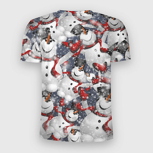 Мужская спорт-футболка Зимний паттерн со снеговиками / 3D-принт – фото 2