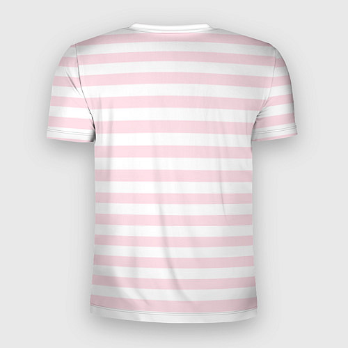 Мужская спорт-футболка Барби с щенком: розово-белая горизонтальная полоск / 3D-принт – фото 2