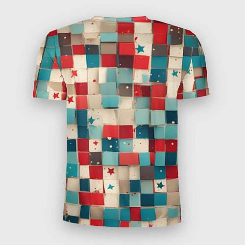 Мужская спорт-футболка Ретро квадраты ванильные / 3D-принт – фото 2