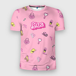 Мужская спорт-футболка Лиза - в стиле барби: аксессуары на розовом паттер