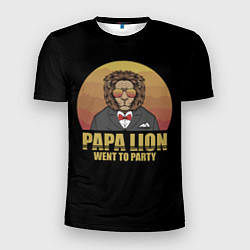 Мужская спорт-футболка Папа лев выходит на вечеринку