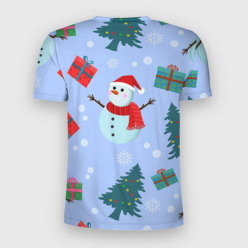 Мужская спорт-футболка Снеговики с новогодними подарками паттерн / 3D-принт – фото 2