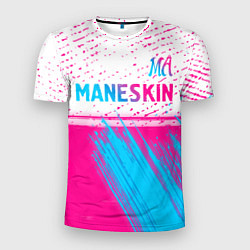 Мужская спорт-футболка Maneskin neon gradient style: символ сверху