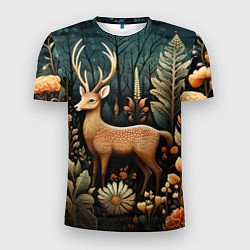 Мужская спорт-футболка Лесной олень в стиле фолк-арт