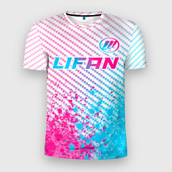 Мужская спорт-футболка Lifan neon gradient style: символ сверху