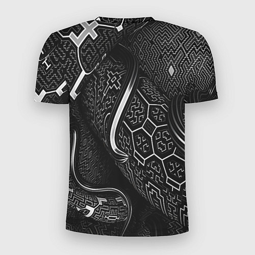 Мужская спорт-футболка Чёрно-белая орнамент / 3D-принт – фото 2