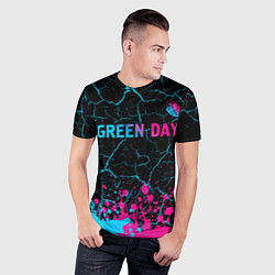 Футболка спортивная мужская Green Day - neon gradient: символ сверху, цвет: 3D-принт — фото 2