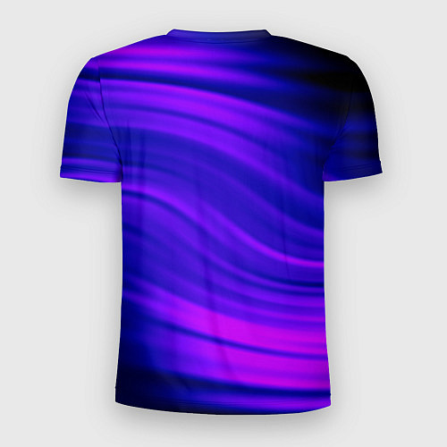 Мужская спорт-футболка Волнистый абстрактный узор в синих и малиновых тон / 3D-принт – фото 2