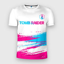 Футболка спортивная мужская Tomb Raider neon gradient style посередине, цвет: 3D-принт