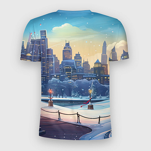 Мужская спорт-футболка Зимний большой город / 3D-принт – фото 2