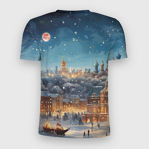 Мужская спорт-футболка Ночной новогодний город / 3D-принт – фото 2