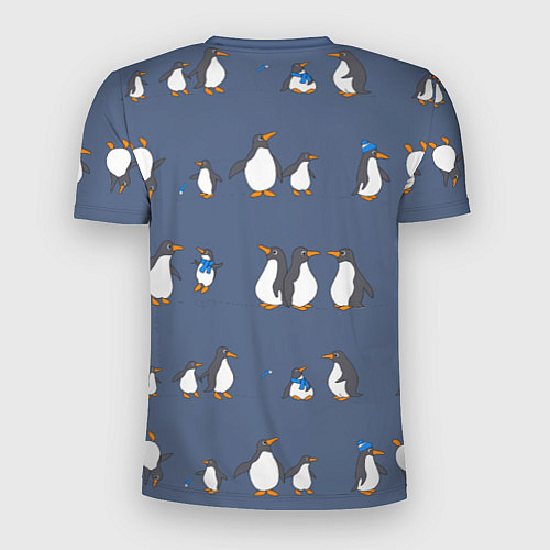 Мужская спорт-футболка Забавное семейство пингвинов / 3D-принт – фото 2