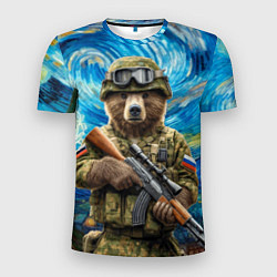 Мужская спорт-футболка Ночной снайпер бурый медведь