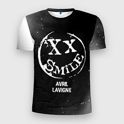 Футболка спортивная мужская Avril Lavigne glitch на темном фоне, цвет: 3D-принт