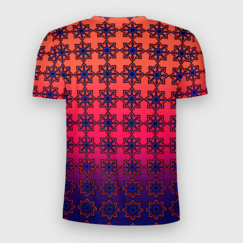 Мужская спорт-футболка Паттерн стилизованные цветы оранж-фиолетовый / 3D-принт – фото 2