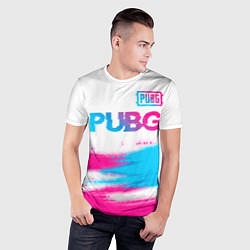 Футболка спортивная мужская PUBG neon gradient style посередине, цвет: 3D-принт — фото 2