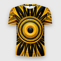 Мужская спорт-футболка Желто-черный узор в африканском стиле