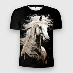 Футболка спортивная мужская Лошадь белая в ночи, цвет: 3D-принт